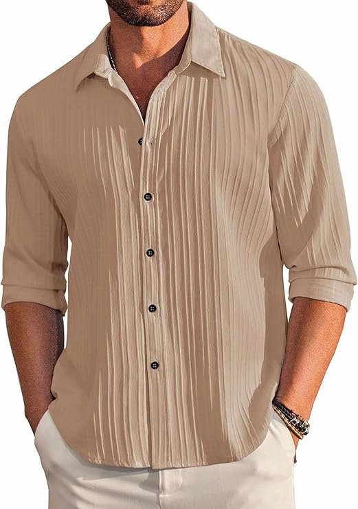 Licra Fabric Light Brown Regular Lenin Shirt For boy’s