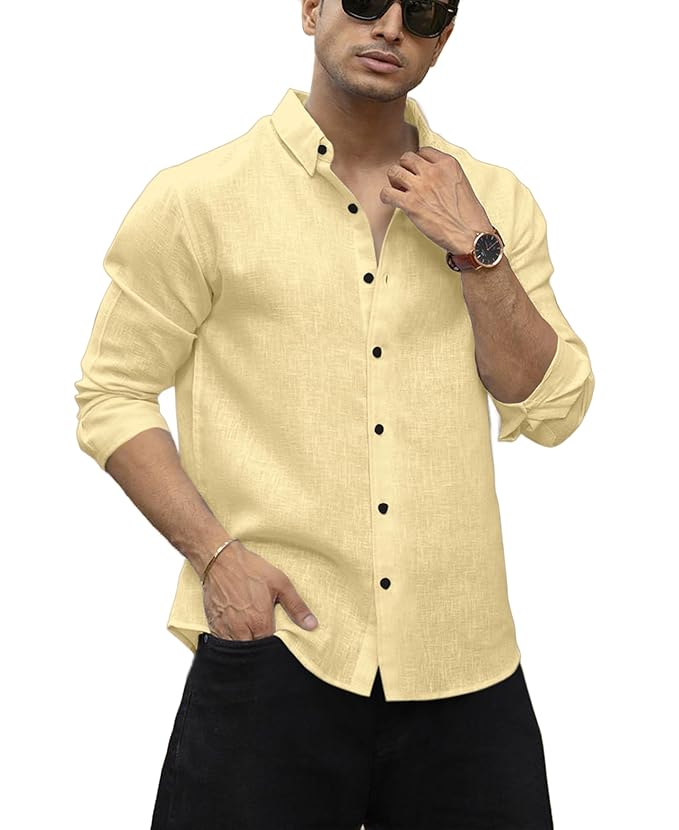 Nexa Flair Light Yellow Lenin Shirt For Boy’s